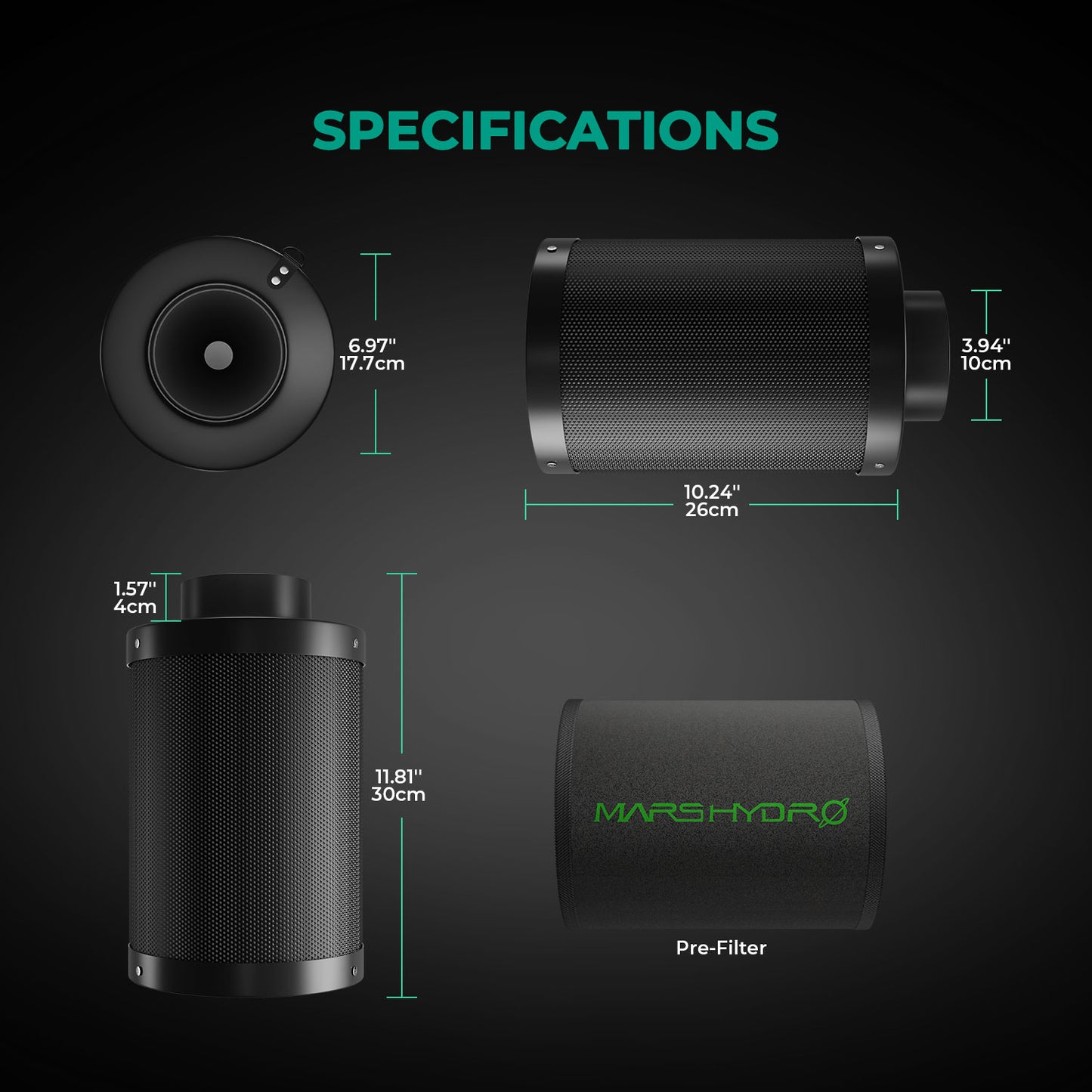 MarsHydro Aktivkohlefilter – Clean Air. Clevere Entscheidung. (4″ oder 6″) - Bavarian Cannaseur