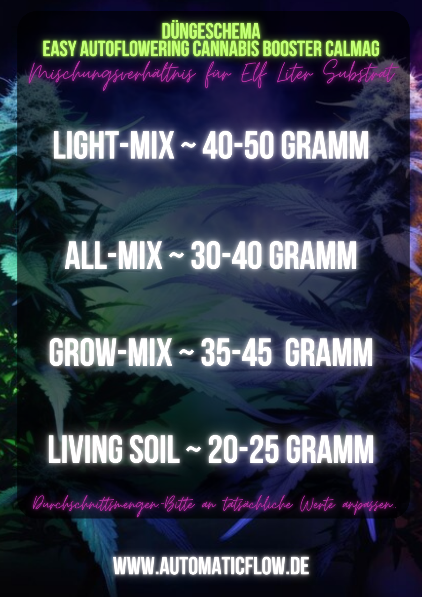 EASY AUTOFLOWERING CANNABIS BOOSTER MIX CALMAG HYBRIDE
