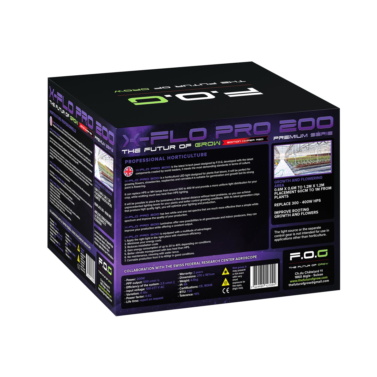 F.O.G. X‑Flo Pro 200 W – 2.5 Hyper Red mit Dimmer - Bavarian Cannaseur