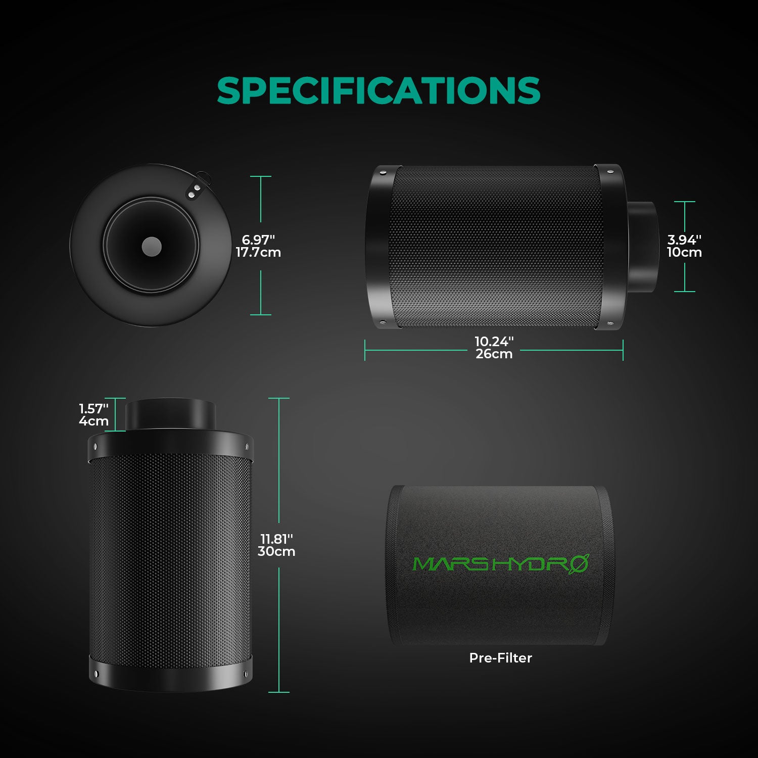 MarsHydro Aktivkohlefilter – Clean Air. Clevere Entscheidung. (4″ oder 6″) - Bavarian Cannaseur