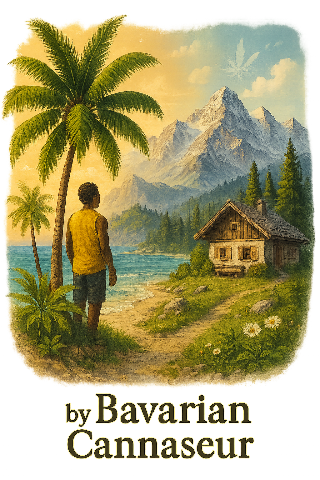 Das T Shirt im Alpen Reggae Flow Design - Bavarian Cannaseur