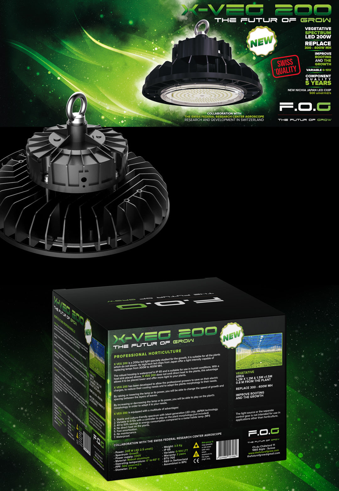 🎯 F.O.G. X‑Veg 200 – 200 W ohne Dimmer - Bavarian Cannaseur