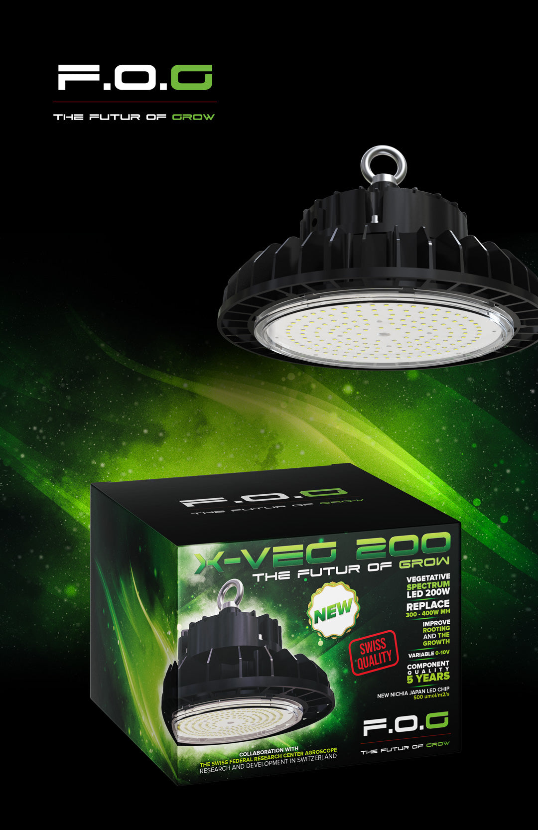 🎯 F.O.G. X‑Veg 200 – 200 W ohne Dimmer - Bavarian Cannaseur