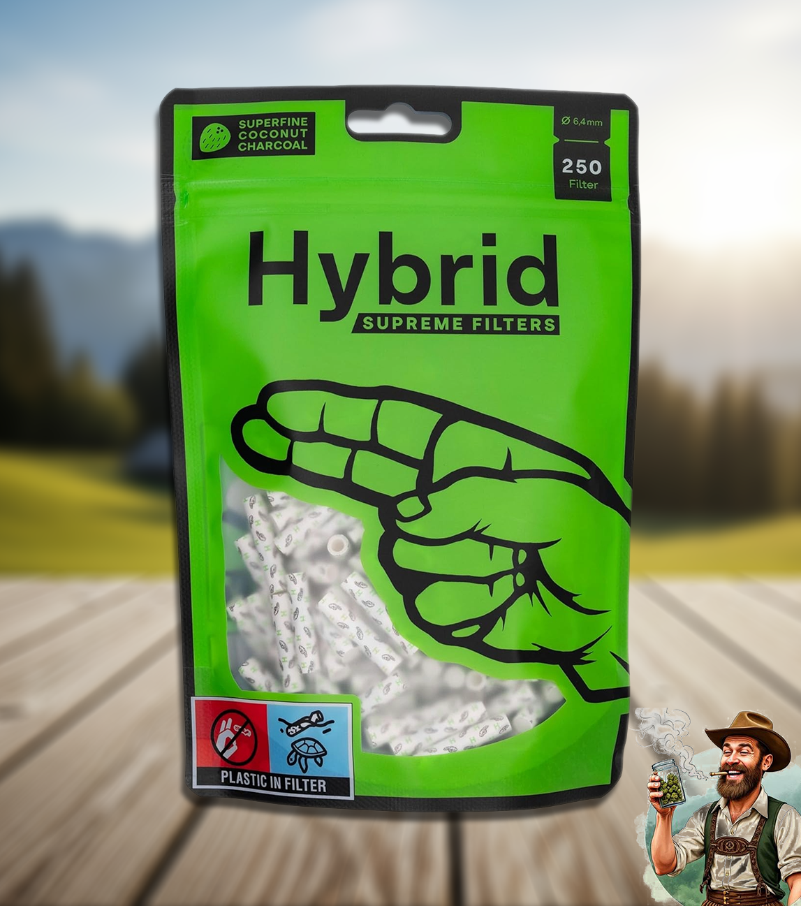 Grüne Packung, Marke Hybridfilter aus Zellulose und Aktivkohle 250St.